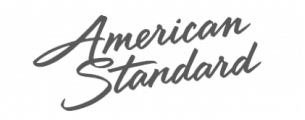 The image shows the "American Standard" logo in a cursive, gray font on a white background.